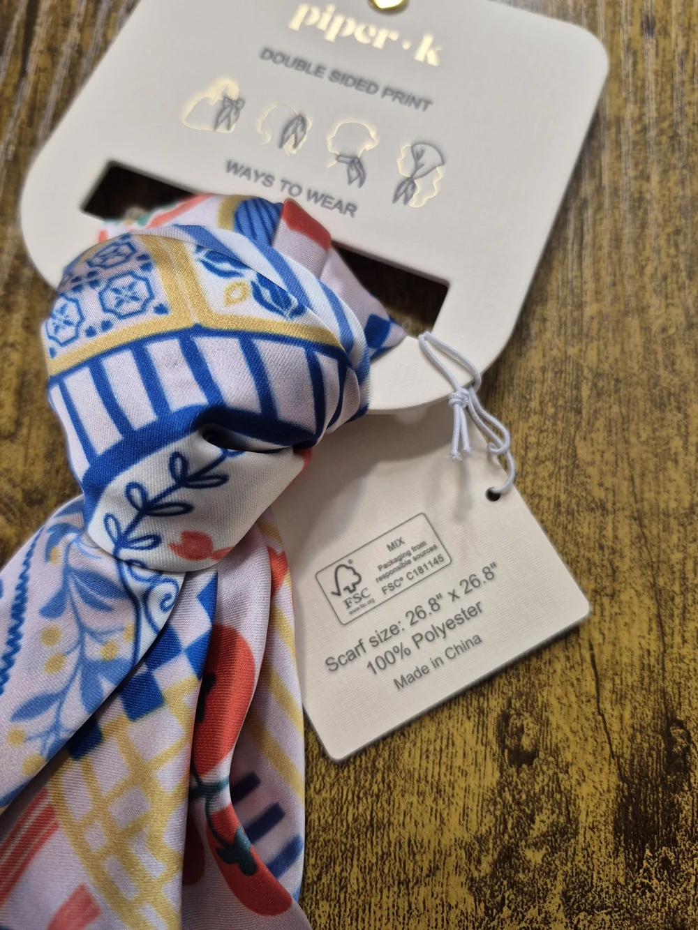 Piper K Villa di Mare Euro Summer Silk Feel Scarf NWT